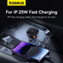 Baseus Enjoyment Pro USB-C (samice) / Lightning (samec) 60W nabíječka do auta - černá