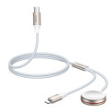 Lightning kabel Joyroom 2 v 1 a indukční nabíječka pro Apple Watch 1,5 m bílá (S-IW012)