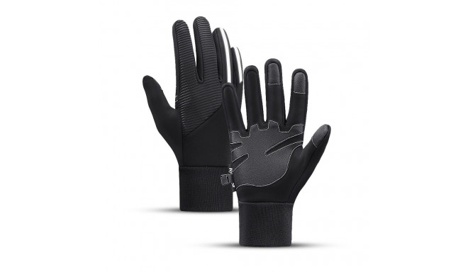 Insulated, anti-slip sports phone gloves (size XL) - black