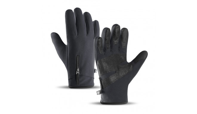 Anti-slip winter phone sports gloves (size L) - black