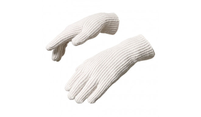 Braided telephone gloves with cutouts for fingers - beige