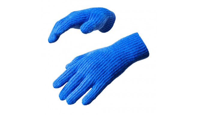 Braided telephone gloves with cutouts for fingers - blue