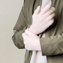 Pletené rukavice na telefon s výřezy na prsty - růžové