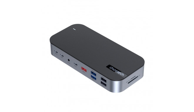 HUB Choetch M52 USB-C - USB-C PD/USB-C/USB-A/HDMI/VGA/DP/SD/TF/RJ45/AUX - gray
