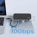 HUB Choetch M52 USB-C - USB-C PD/USB-C/USB-A/HDMI/VGA/DP/SD/TF/RJ45/AUX - šedý