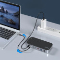 HUB Choetch M52 USB-C - USB-C PD/USB-C/USB-A/HDMI/VGA/DP/SD/TF/RJ45/AUX - šedý