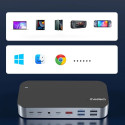 HUB Choetch M52 USB-C - USB-C PD/USB-C/USB-A/HDMI/VGA/DP/SD/TF/RJ45/AUX - šedý