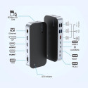 HUB Choetch M52 USB-C - USB-C PD/USB-C/USB-A/HDMI/VGA/DP/SD/TF/RJ45/AUX - šedý