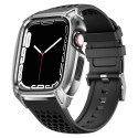 Kingxbar CYF148 2v1 odolné pouzdro pro Apple Watch SE, 6, 5, 4 (44 mm) z nerezové oceli se stříbrným