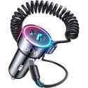 Rychlá nabíječka do auta Joyroom 3 v 1 s kabelem USB typu C 1,6 m 60 W černá (JR-CL07)