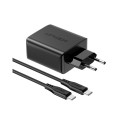 Acefast 2v1 nástěnná nabíječka 2x USB-C / USB-A 65W, PD, QC 3.0, AFC, FCP (sada s USB-C 1,2m kabelem