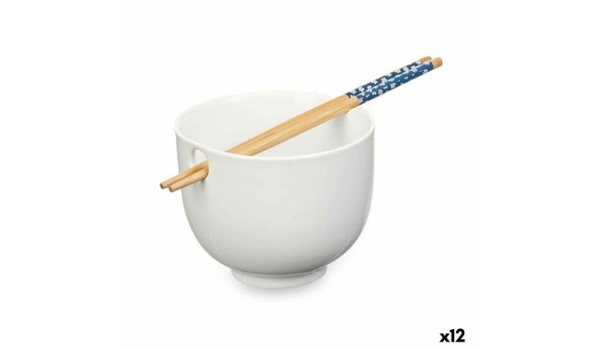 Bļoda Kinvara B10067A Balts Bambuss 24 x 10,7 x 13,3 cm Zobu bakstāmie asiatico/oriental (12 gb.)