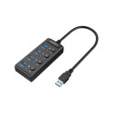 Orico  USB 3.0. Hub with switches, 4x USB (black)