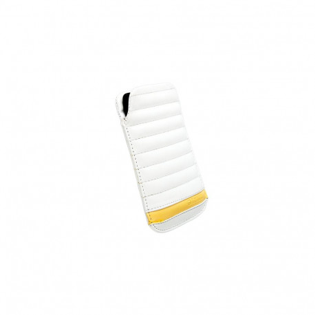 Kott Idre, L Long, Apple iPhone 5 / 5C / 5S / SE (2016), naturaalsest nahast, valge / kollane, Kruse