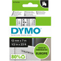 Dymo label printer tape D1 12mmx7m, black/clear