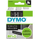 Dymo etiketiprinteri lint D1 12mmx7m, valge/must