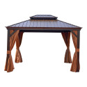 Gazebo SUNSET 3,65x4,85xH2/2,7m, brown/beige