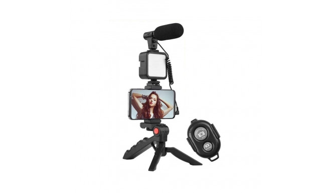 Elight Y9 Vlog Smartphone Fix Video & Photo making kit with Led light / Microphone / Tripod Black