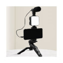 Elight Y9 Vlog Smartphone Fix Video & Photo making kit with Led light / Microphone / Tripod Black