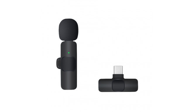 CP K8 Mini USB-C Smartphone Wireless clip clear sound microphone noise cancell (5.7x1.5cm) Black