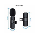 CP K8 Mini USB-C Smartphone Wireless clip clear sound microphone noise cancell (5.7x1.5cm) Black