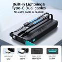 Powerbanka Joyroom JR-L017 22,5W 10000mAh s vestavěným USB-C / Lightning kabely - černá