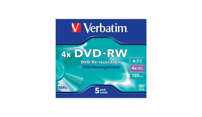 VERBATIM 43285 DVD-RW Verbatim 5pcs, 4.7GB, 4x, jewel case