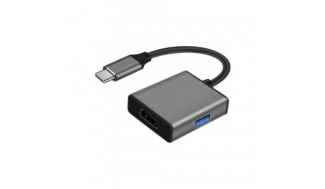 ART ADAPTER USB-C male / HDMI female 4K 30Hz + USB 3.0 PL 15cm oem
