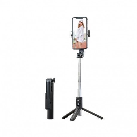 Selfie Stick MINI - with detachable bluetooth remote control and tripod - P20S black