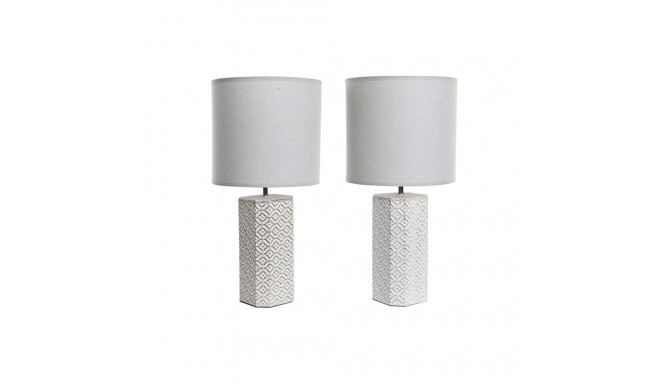 Desk lamp DKD Home Decor 26 x 26 x 53 cm Golden Cement Copper White 220 V 50 W (2 Units)