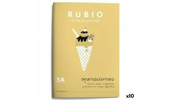 Maths exercise book Rubio Nº 5A A5 Spanish 20 Sheets (10 Units)