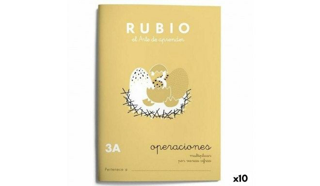 Maths exercise book Rubio Nº 3A A5 Spanish 20 Sheets (10 Units)