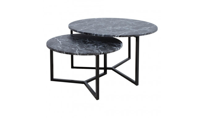 Coffee table AKIRA 2pcs set D80xH45cm, D60xH37cm, dark grey