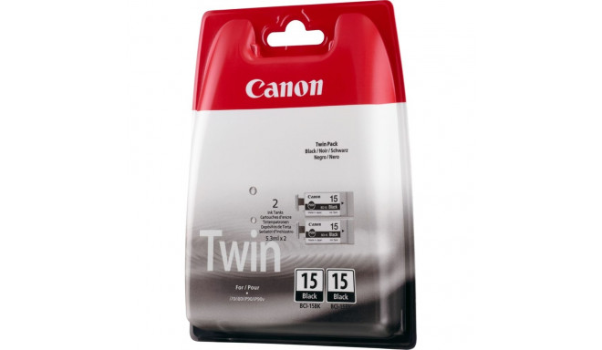 Canon BCI-15BK Black Ink Cartridge (Twin Pack)