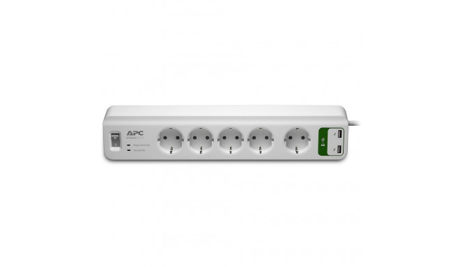 APC Essential SurgeArrest 5 outlets with 5V, 2.4A 2 port USB charger 230V Germany