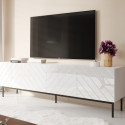 ABETO RTV cabinet on black steel frame 200x42x60 white/gloss white