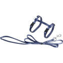 Flamingo granite blue braces for cats with a leash