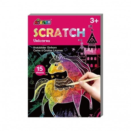 AVENIR Mini scratch book Unicorns