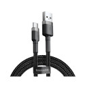 Baseus CATKLF-UG1 Nylon Izturīgs Datu & Uzlādes Vadse USB-C QC3.0 2A to USB 2.0 3M Melns-Pelēks