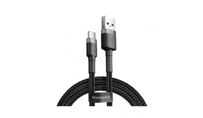 Baseus CATKLF-UG1 Nylon Izturīgs Datu & Uzlādes Vadse USB-C QC3.0 2A to USB 2.0 3M Melns-Pelēks