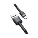 Baseus CATKLF-UG1 Nylon Izturīgs Datu & Uzlādes Vadse USB-C QC3.0 2A to USB 2.0 3M Melns-Pelēks