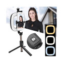 CP X1 LED 16cm Rechargeable Selfie Lamp with BT Remote & Handle + Floor Stand 20-90cm + Phone Holder