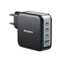 Wall charger GaN Rocoren 3x USB-C, 1x USB, Power Delivery 3.0, 100W (black)