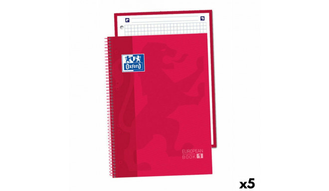 Notebook Oxford Europeanbook 1 Red A5 80 Sheets (5 Units)