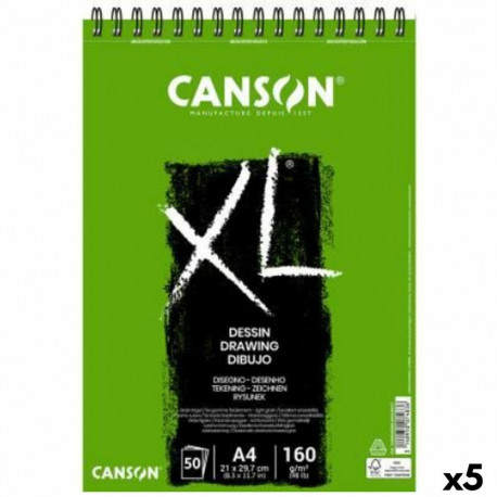 Joonistusplokk Canson XL Drawing Valge A4 5 Ühikut 50 Lehed 160 g/m2