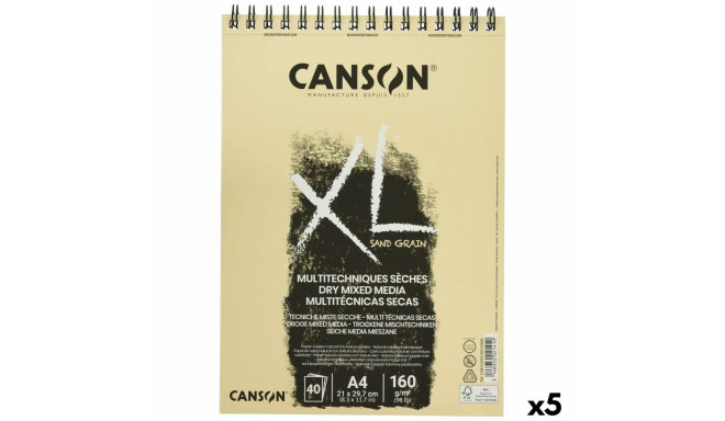 Joonistusplokk Canson XL Sand Naturaalne A4 5 Ühikut 40 Lehed 160 g/m2