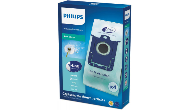 Dulkių maišeliai PHILIPS „s-bag“ antialerginiai, FC8022/04 4vnt.