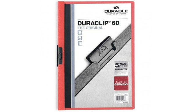 Document Folder Durable Duraclip 60 Red Transparent A4 25 Pieces