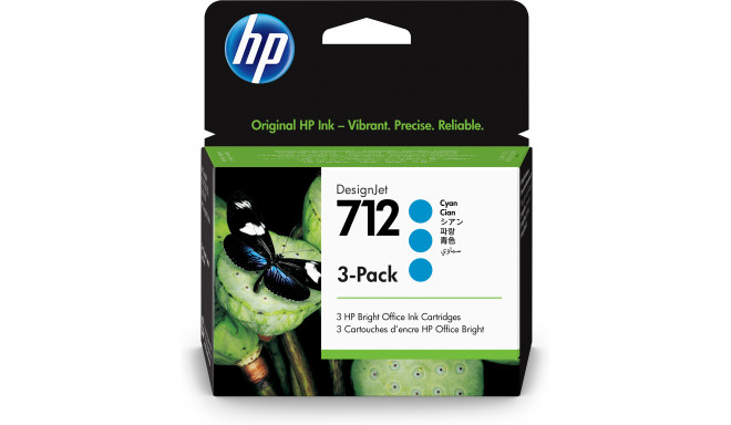 HP 712 tsüaan 3-pack 3ED77A