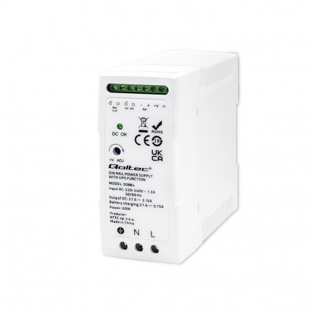 Qoltec 50884 DIN Rail Power Supply with UPS function | 60W